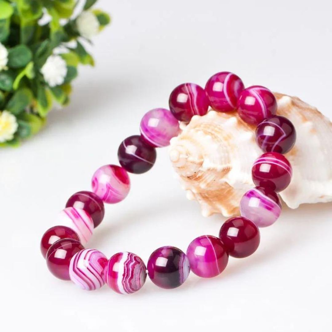 BRAZALETE FUERZA INTERIOR (ÁGATA FUCSIA)