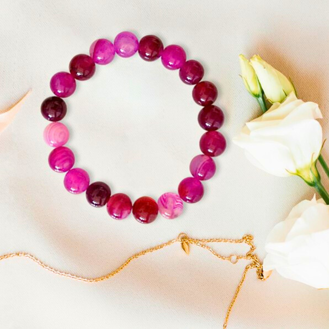 BRAZALETE FUERZA INTERIOR (ÁGATA FUCSIA)
