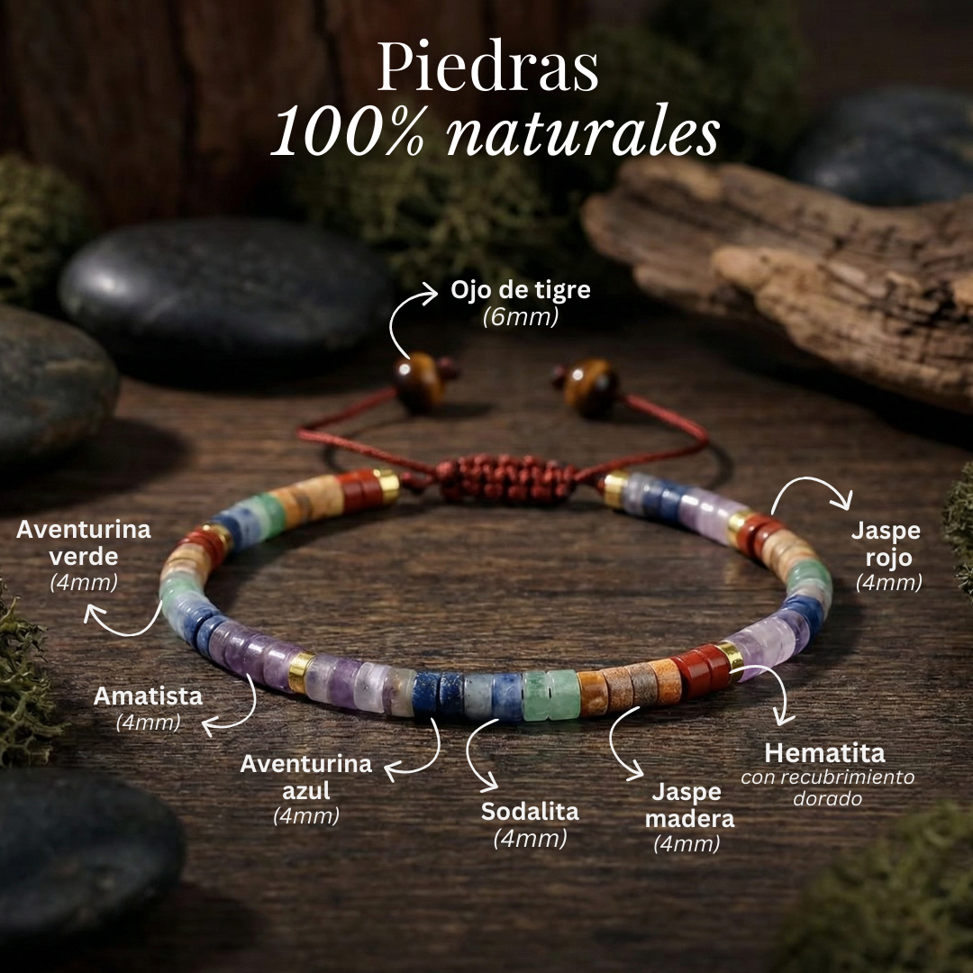 PULSERA ALINEACIÓN 7 CHAKRAS · las siete piedras naturales y su medida