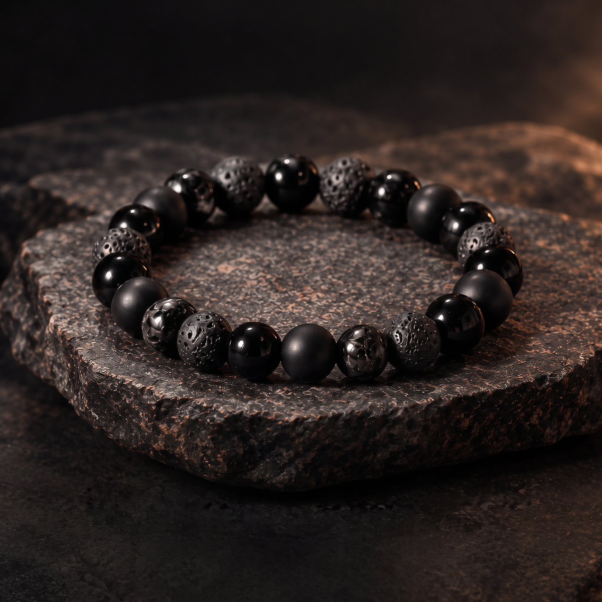 BRAZALETE PROTECCIÓN POR 4 · ónix, obsidiana, piedra volcánica y turmalina negra