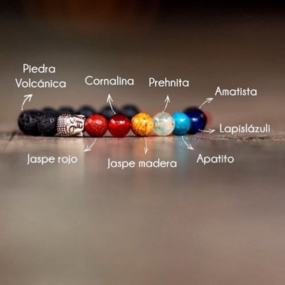 BRAZALETE 7 CHAKRAS (piedra volcanica)