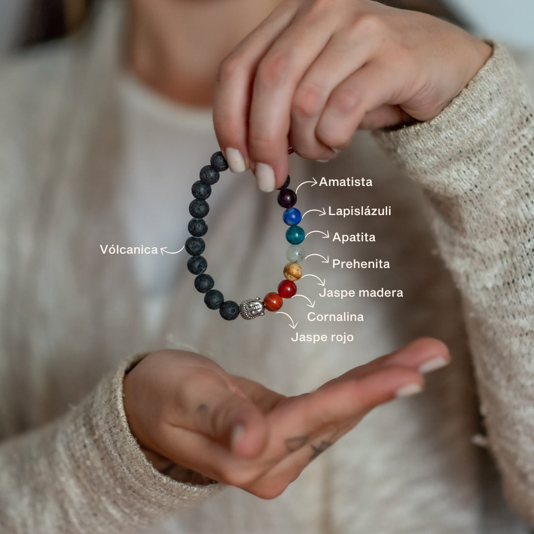 BRAZALETE 7 CHAKRAS (piedra volcanica)