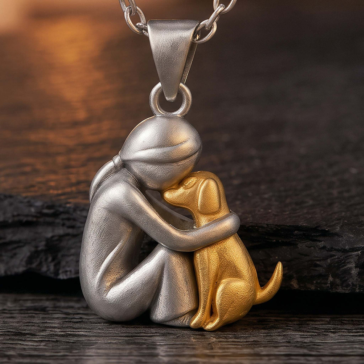 Detalle de cerca del dije del Collar Lazo Eterno