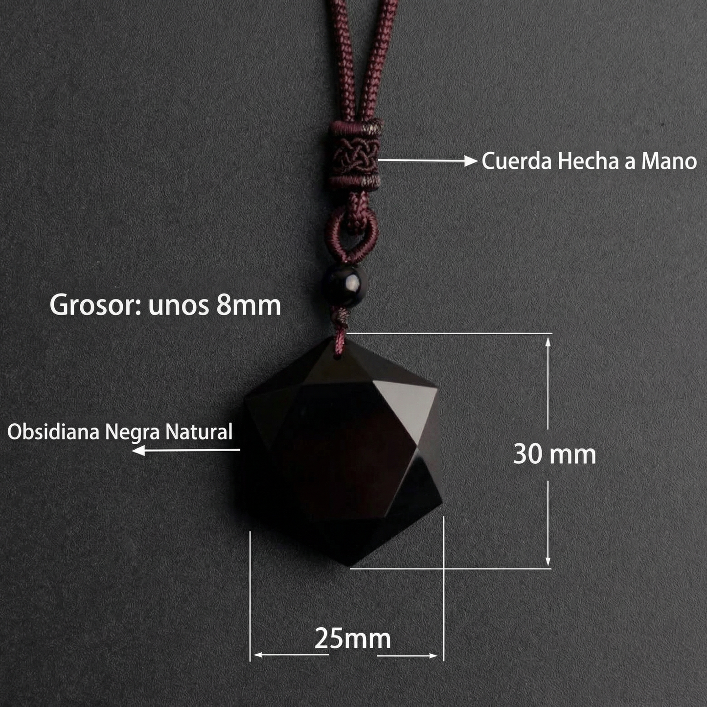 COLLAR HEXAGRAMA OBSIDIANA