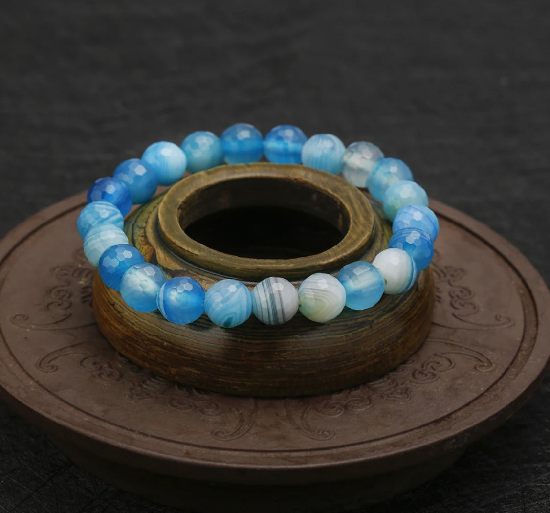 Pulsera "Serenidad Azul" (ágata azul) - Soy Buda