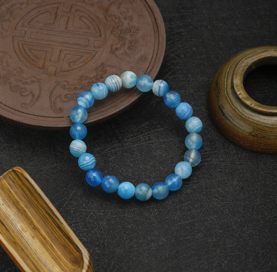 Pulsera "Serenidad Azul" (ágata azul) - Soy Buda