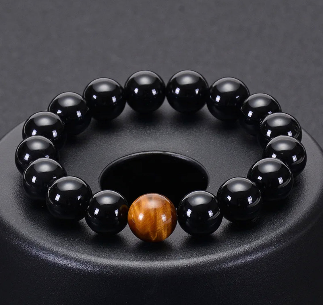 BRAZALETE ONIX + OJO DE TIGRE - Soy Buda