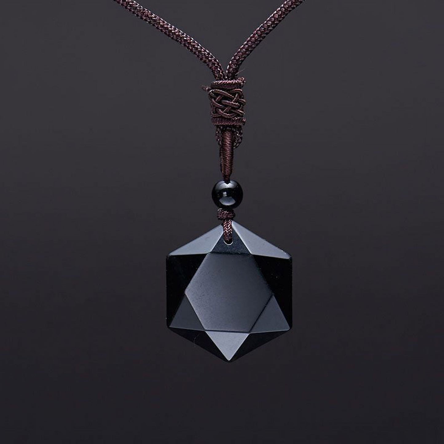 COLLAR HEXAGRAMA OBSIDIANA