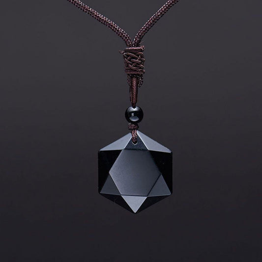 COLLAR HEXAGRAMA OBSIDIANA