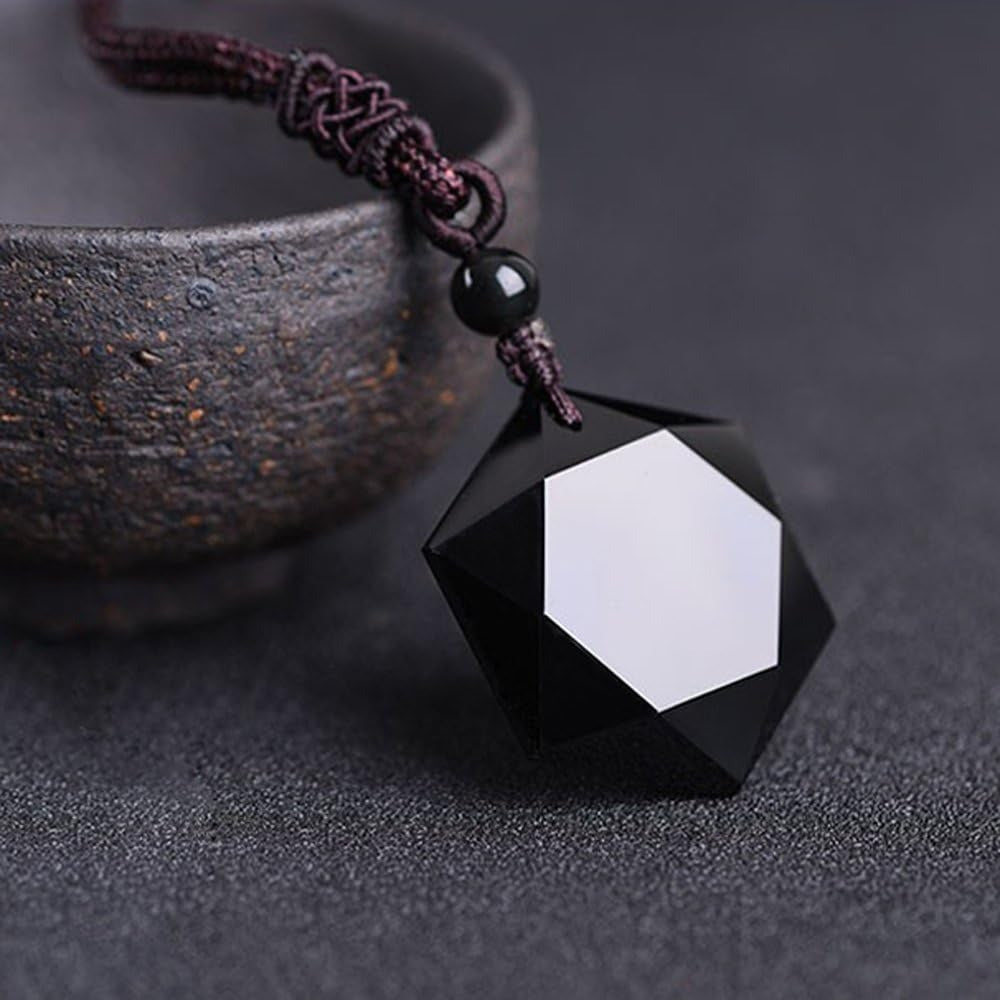 COLLAR HEXAGRAMA OBSIDIANA