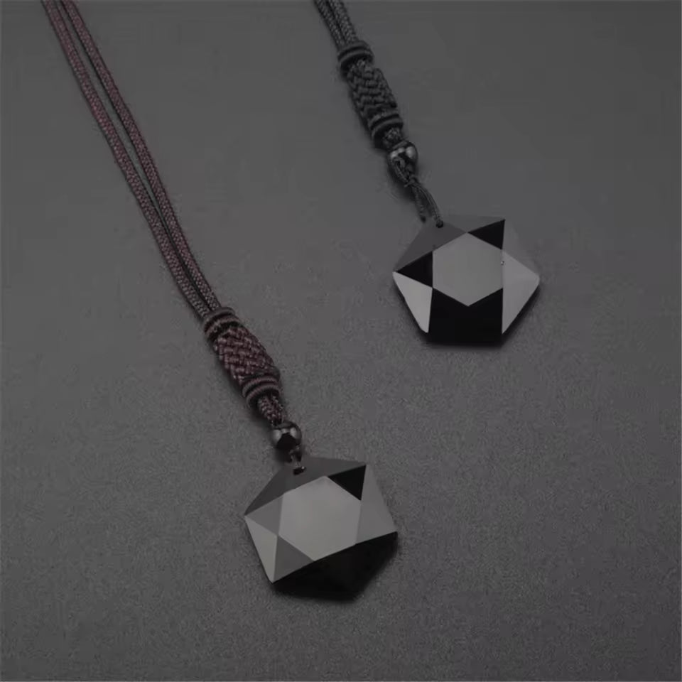 COLLAR HEXAGRAMA OBSIDIANA