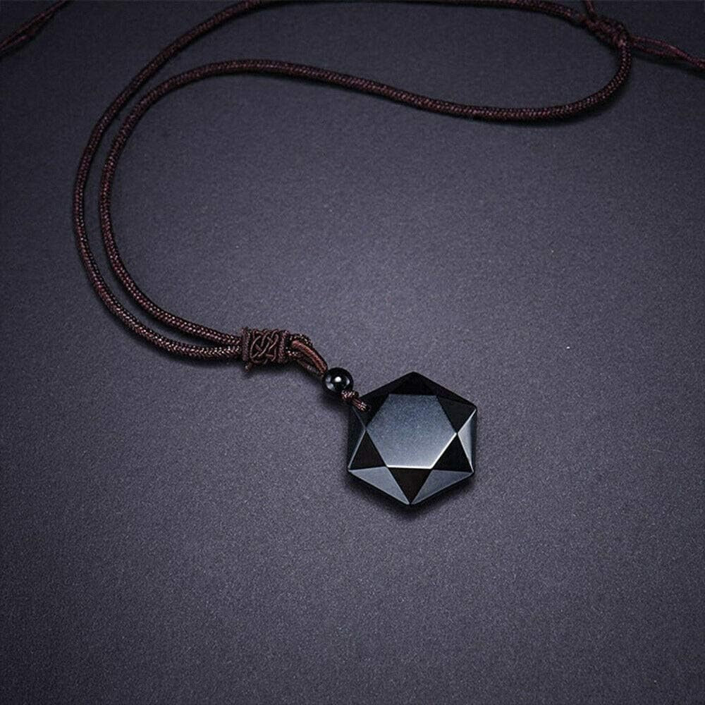 COLLAR HEXAGRAMA OBSIDIANA