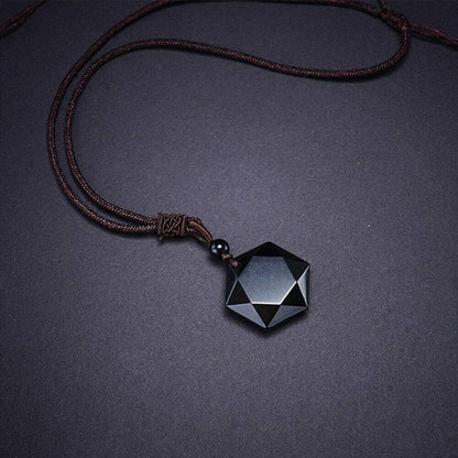 COLLAR HEXAGRAMA OBSIDIANA