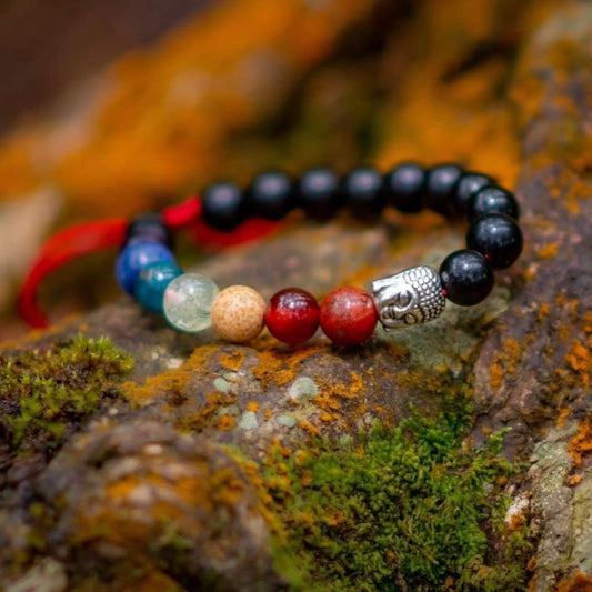 BRAZALETE 7 CHAKRAS ONIX + BUDA - Soy Buda